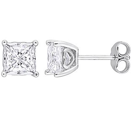 MoissanIce Moissanite 2.40 cttw Square Stud Ear rings, Sterlin