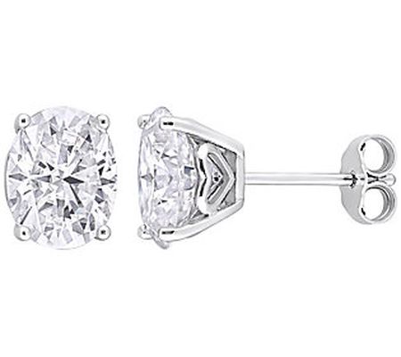 MoissanIce Moissanite 3.80 cttw Oval Stud Earri ngs, Sterling