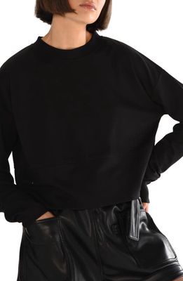 Molly Bracken Long Sleeve Crop Knit Top in Black