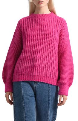 Molly Bracken Mixed Stitch Crewneck Sweater in Pink