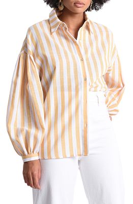 Molly Bracken Stripe Cotton Blend Button-Up Shirt in Yellow Paris
