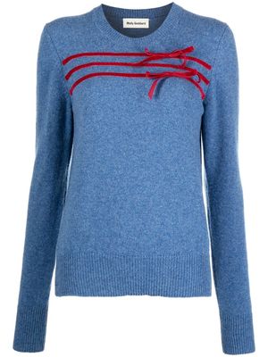 Molly Goddard bow-detail wool-cashmere sweater - Blue