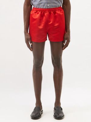 Molly Goddard - Ciaran Satin Shorts - Mens - Red