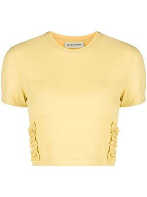 Molly Goddard floral-appliqué cropped T-shirt - Yellow