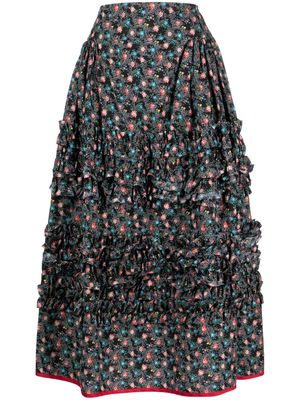 Molly Goddard floral-print midi skirt - Multicolour