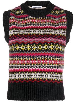 Molly Goddard Jen Fairisle-intarsia knitted top - Black