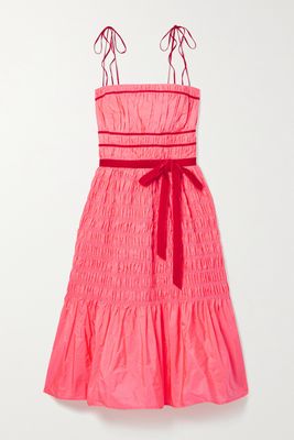 Molly Goddard - Joyce Velvet-trimmed Shirred Taffeta Dress - Pink
