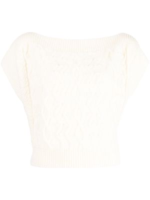 Molly Goddard knitted short sleeves top - White