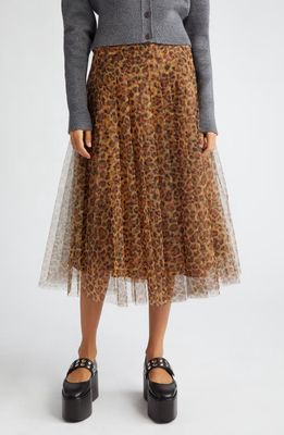 Molly Goddard Leopard Print Tulle Skirt in Brown Leopard