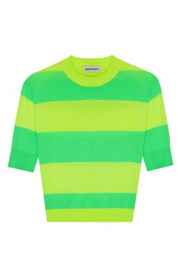 Molly Goddard Lynne Short Sleeve Cotton Sweater in Neon Yellow Neon Green