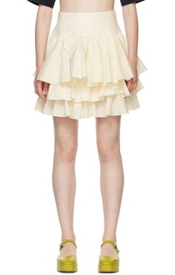 Molly Goddard Off-White Cotton Mini Skirt
