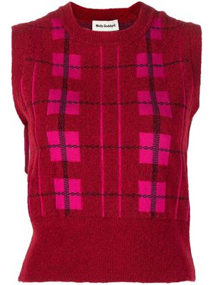 Molly Goddard plaid-check knitted top - Red