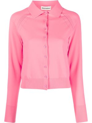 Molly Goddard pointelle-knit cropped cardigan - NEON PINK