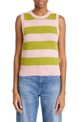 Molly Goddard Rose Stripe Lambswool Sweater in Pink/Green