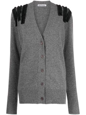 Molly Goddard ruched-detail wool-blend cardigan - Grey