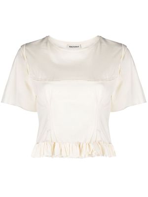 Molly Goddard ruffle-hem cotton T-shirt - Neutrals