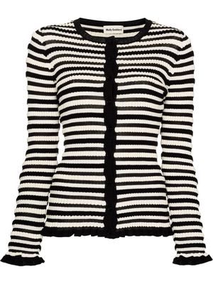 Molly Goddard ruffle-trim striped cardigan - Black