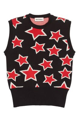 Molly Goddard Sadie Star Jacquard Cotton Blend Sweater Vest in Black/Red Star
