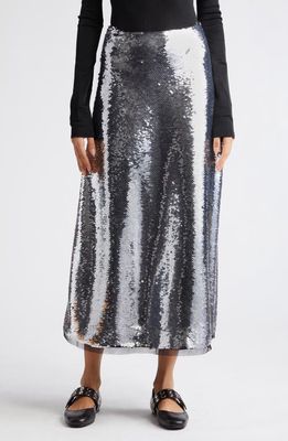 Molly Goddard Sequin A-Line Maxi Skirt in Silver Black