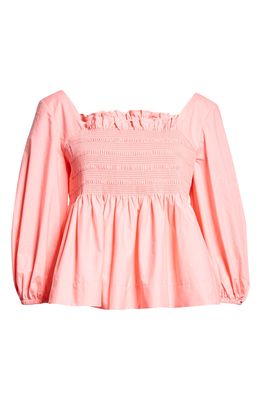 Molly Goddard Shirred Cotton Top in Pink