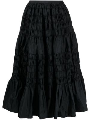 Molly Goddard shirred tiered midi skirt - Black