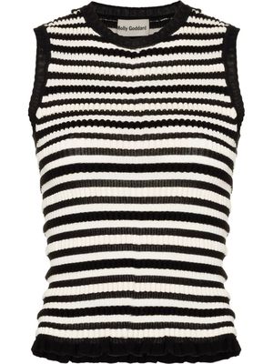 Molly Goddard stripe-pattern ruffle-trim vest - Black