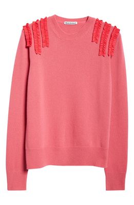 Molly Goddard Taffeta Trim Wool & Cashmere Crewneck Sweater in Blush