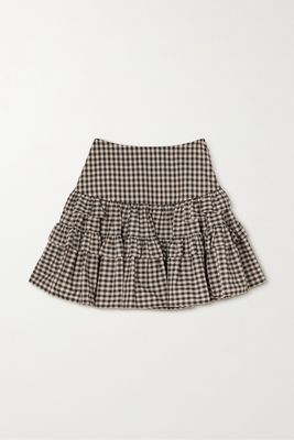 Molly Goddard - Tiered Ruffled Gingham Cotton-poplin Mini Skirt - Black