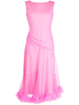 Molly Goddard tulle-overlay flared dress - Pink