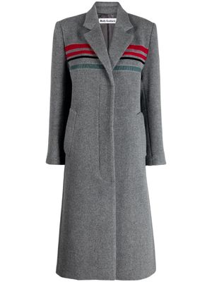 Molly Goddard velvet-trim single-breasted wool coat - Grey