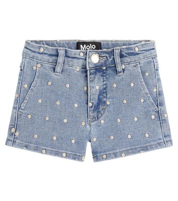 Molo Alvira polka-dot embroidered denim shorts