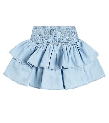 Molo Bonito shirred ruffled denim skirt