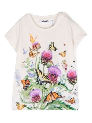 Molo botanical-print organic cotton T-shirt - Neutrals