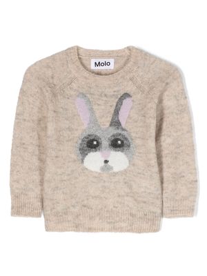 Molo bunny-motif wool-blend jumper - Neutrals