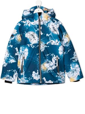 Molo Castor astronaut-motif hooded jacket - Blue