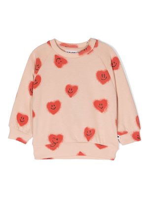 Molo Disc heart-print organic cotton sweatshirt - Neutrals