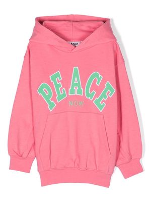 Molo embroidered-lettering cotton-blend hoodie - Pink