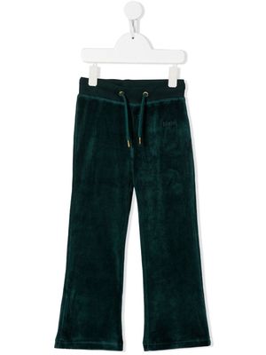 Molo embroidered-logo velour track pants - Green