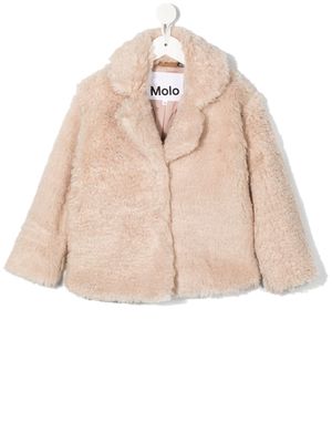 Molo faux-fur long-sleeve jacket - Neutrals