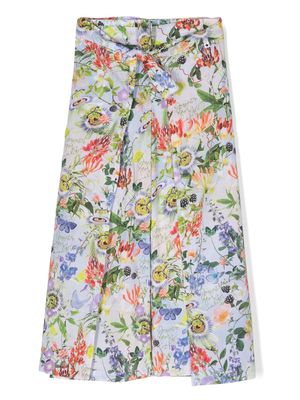 Molo floral-print wide-leg organic-cotton trousers - Blue