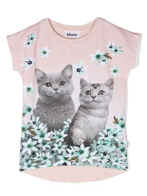 Molo Flower Cats T-shirt - Pink