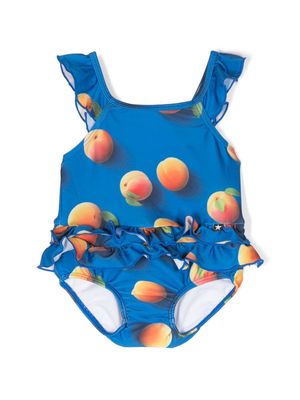 Molo fruit-print ruffled swimsuit - Blue
