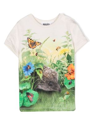 Molo garden-print organic cotton T-shirt - Neutrals