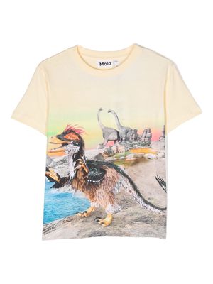 Molo graphic-print organic cotton T-shirt - Yellow