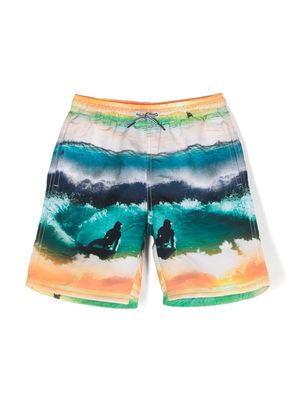 Molo graphic-print swim shorts - Green