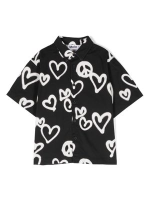 Molo heart-print twill shirt - Black