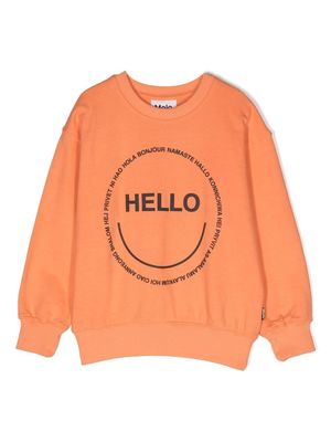 Molo Hello print cotton sweatshirt - Orange
