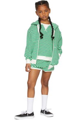 Molo Kids Green & White Stripe Mel Hoodie