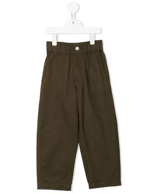 Molo logo-patch straight trousers - Green
