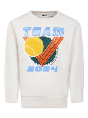 Molo Memphis tennis-print sweatshirt - Neutrals